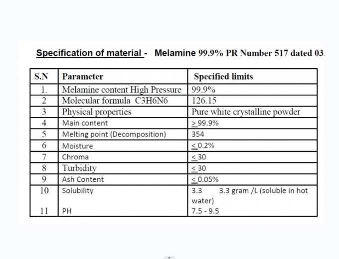 Polvere bianca della resina di melammina 99,8% di MSDS per stoviglie 0