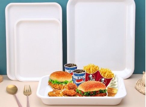 Un buon prezzo. Vaso da tavola in melamina di colore bianco su misura Piatto da cucina piatto da cucina per fast food in linea