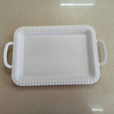 Un buon prezzo. Melammina bianca infrangibile Tray With Handles di rettangolo in linea